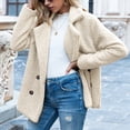thumbnail image 7 of JULMCOMO Sherpa Fleece Jackets for Women Plus Size Lapel Collar Button Soft Fuzzy Teddy Coats Casual Warm Winter Outerwear with Pockets Beige S, 7 of 7