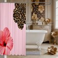 thumbnail image 3 of Manfei Leopard Print Flowers Shower Curtain 72Wx78L,Watercolor Hibiscus Bath Curtain, 3 of 6