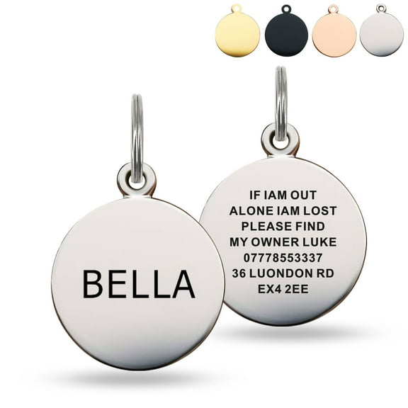Personalized Dog Tags and Cat Tags, Stainless Steel Dog Cat Pet ID Name Tag, Laser Engraved on Both Side, Easy to Read