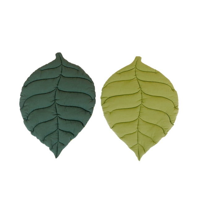 Leaf Shape Pet Floor Mat - All Cloth Material, Non-Slip Base, Machine Washable, for Crates, Kennels & Indoor Comfort