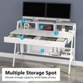 thumbnail image 5 of Tribesigns 47 inch Computer Desk, Modern Office Writing Desk with Storage Shelf & Drawers for Home Office, White, 5 of 8