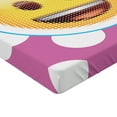 thumbnail image 2 of Ambesonne Emoji Fitted Sheet, Funny Polka Dots Smiling Face, Twin Size, Pale Purple and Mustard, 2 of 3