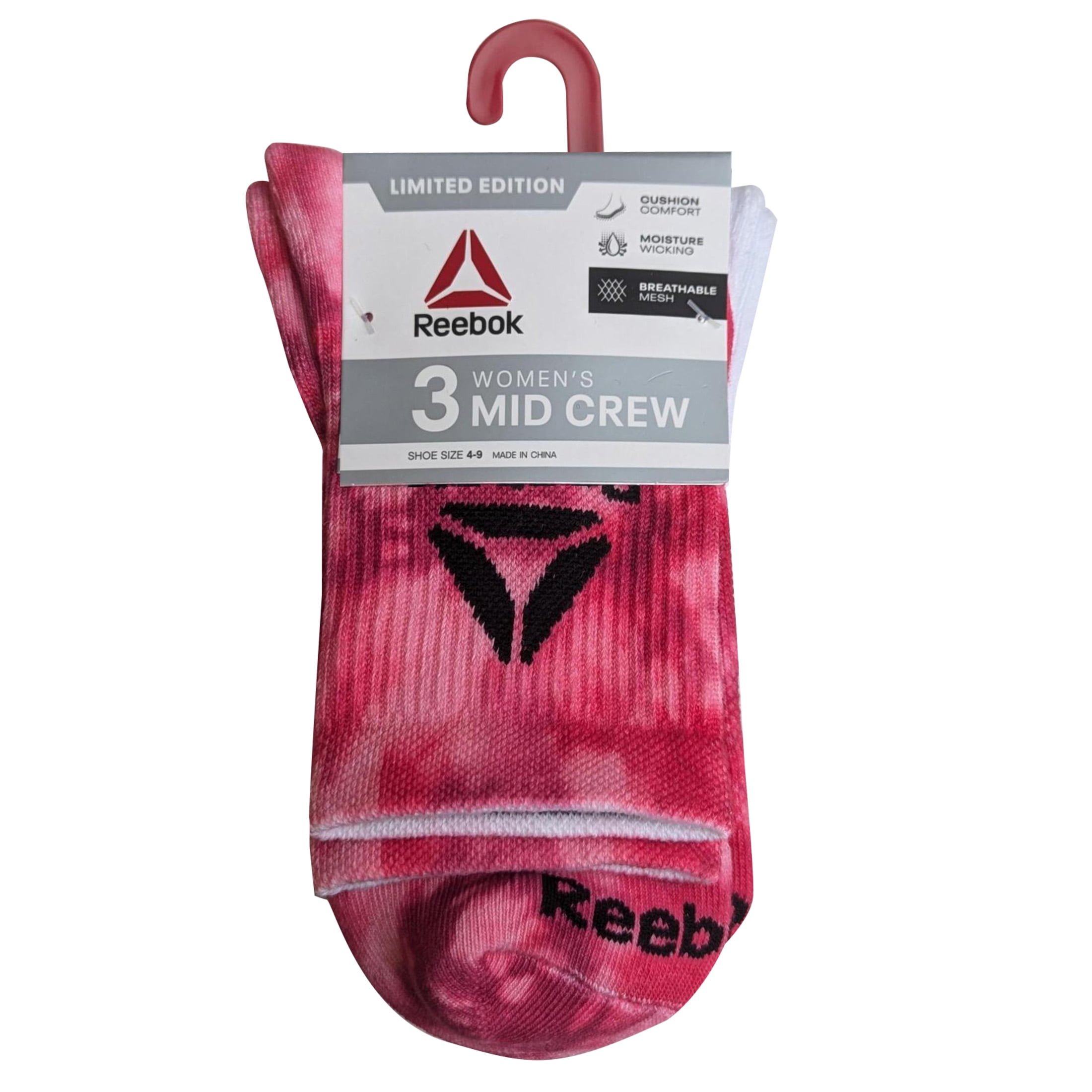Reebok Women's Limited Edition Cushion Mid-Crew Socks, 3-Pack