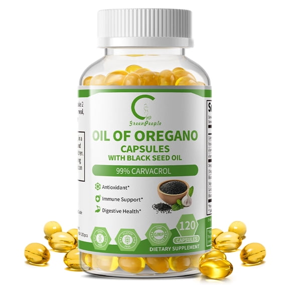 Oregano Oil Softgels, Oil of Oregano Extract Herbal Supplement,with Black Seed Oil, Garlic Oil,99% Carvacrol, Immune & Antioxidant Support, 120Ct