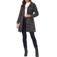 thumbnail image 2 of INSPIRE CHIC Women's Vintage Plaid Pea Coat Long Sleeve Stand Collar Belted Single Breasted XS Brown, 2 of 6
