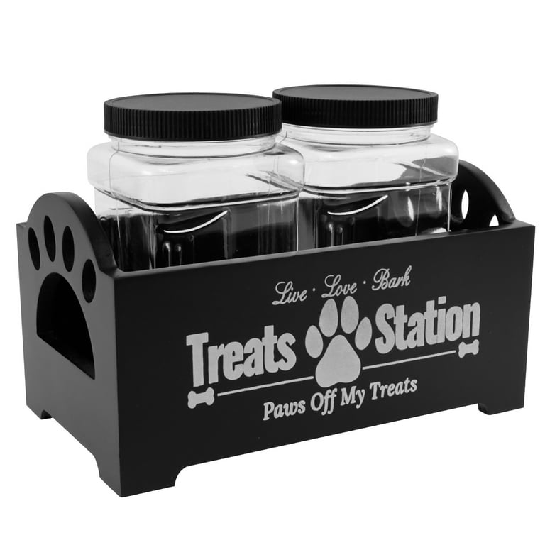 NUAHRHY Wood Cat Dog Treat Storage Container Organizer with
