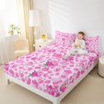 thumbnail image 4 of jejeloiu Cartoon Cute Flower Twin Sheet Sets,Kawaii Floral Twin Fitted Sheet,Hotpink Peach Blossom Flat Sheet For Kids,Luxury Bedroom Decor,3-Piece, 4 of 7