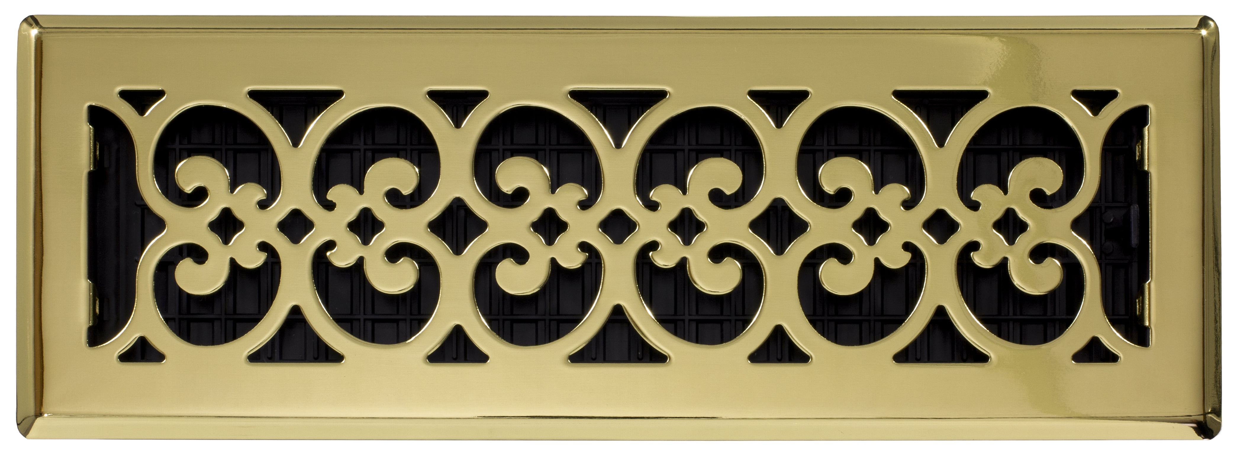 Decor Grates 4" x 14" Decor Design Steel Plated Bright Brass Floor Register
