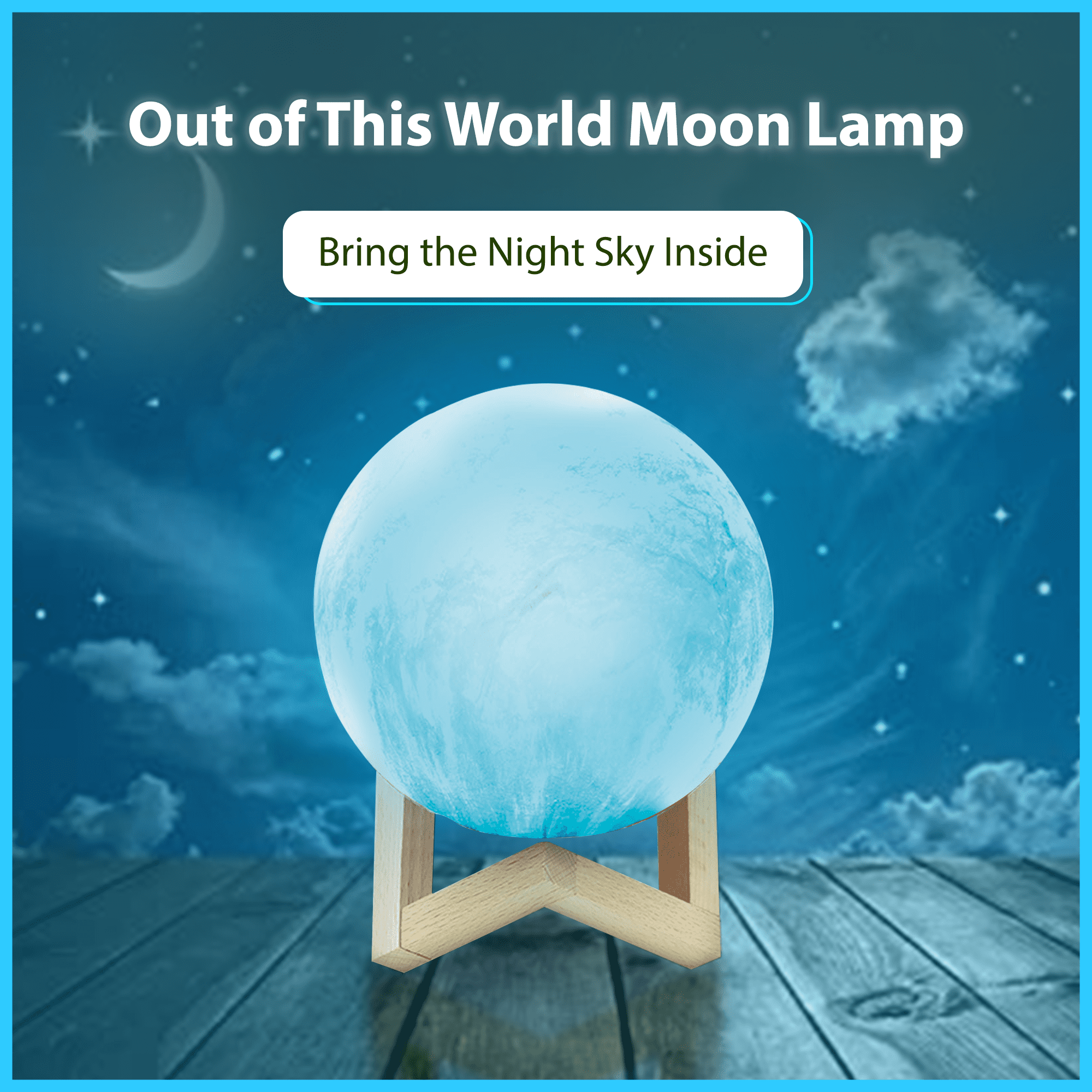 Ledeez LED White Moon Lamp with Wood Display Stand, Remote Controlled, 16 Colors, 4 Modes