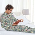 thumbnail image 6 of Susaid Rose Flowers Print Men's Long Sleeve Pajama Set, Two-Piece Button-Down Loungewear PJs Set, Comfortable Sleepwear for Relaxation-Large, 6 of 7