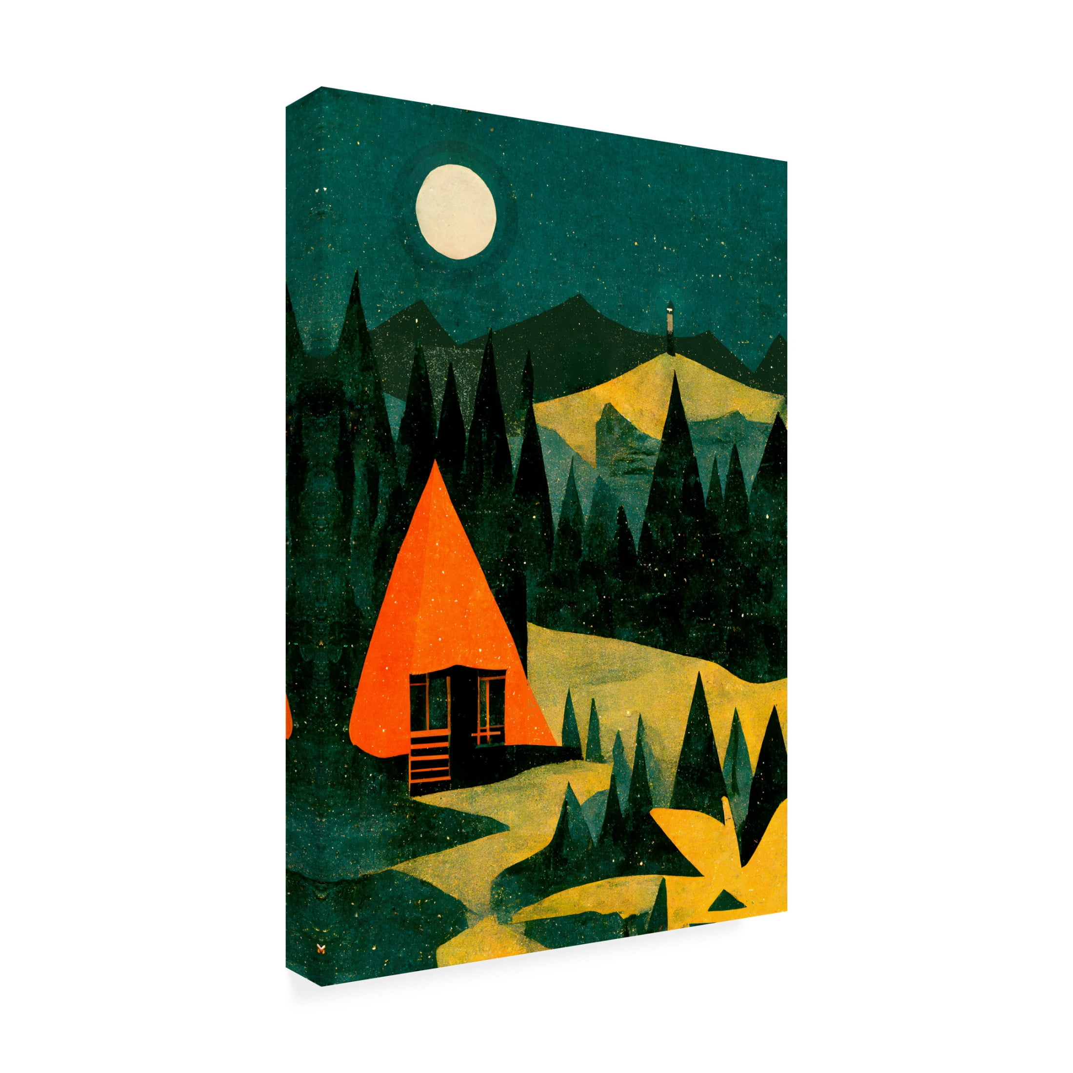 Canvas Wall Art - Treechild 'Cabin In The Forest' Wall Art for Living Room, Bedroom, or Office D?cor by Trademark Fine Art - 22 x 32 Inches