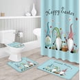 thumbnail image 3 of FMSHPON Funny GnomesPainted Eggs 4 Piece Bathroom Set Shower Curtain Bath Rug Contour Mat and Toilet Lid Cover, 3 of 7