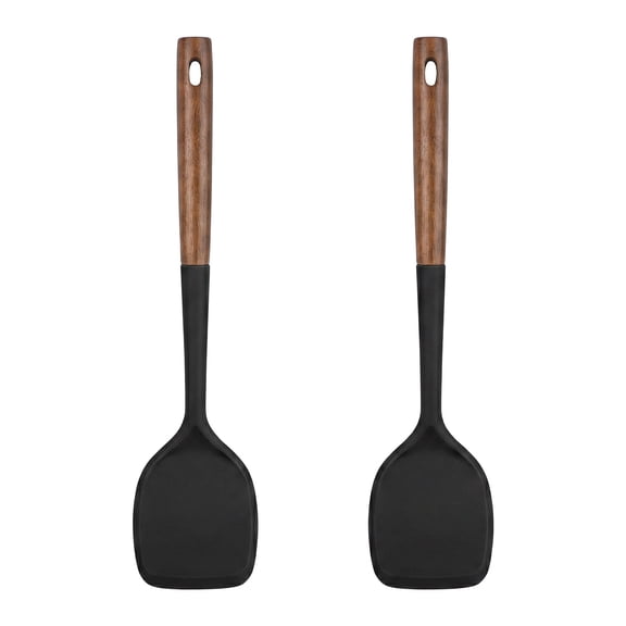 Unique Bargains Silicone Spatula Set, Kitchen Utensils with Tools Black 13.4x3.1x0.8 inch