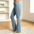 thumbnail image 4 of Miqool Women's High Waisted Flare Jeans Bell Bottom Denim Pants Casual Trousers with Pockets & Button Fly, 4 of 9
