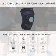 DonJoy Advantage Stabilizing Hinged Knee Wrap Large/Extra Large with Removable Aluminum Hinges and Adjustable Straps for sprains, strains, and mild arthritis (Black)