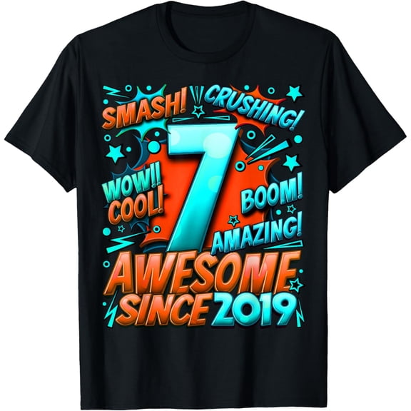 7 Year Old Gifts for Boys 7th Birthday Boy 7 Year Old Boy T-Shirt- American fashion hot selling casual retro high quality 100% cotton T-shirt 1 piece