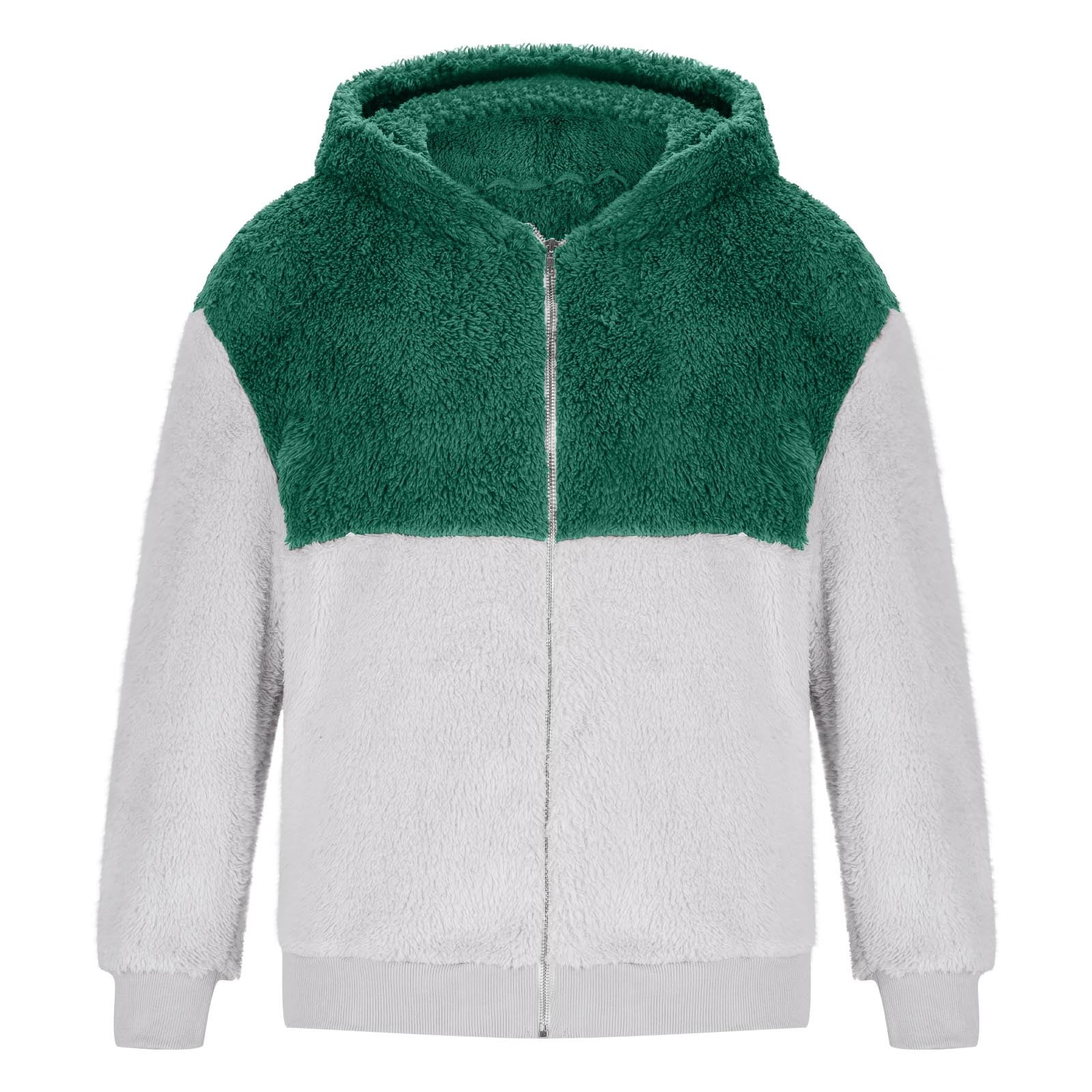 BXINGOHAI Mens Fuzzy Sherpa Pullover Hoodies Full Zip Up Fluffy Big and Tall Hooded Sweatshirts with Pockets Green,M