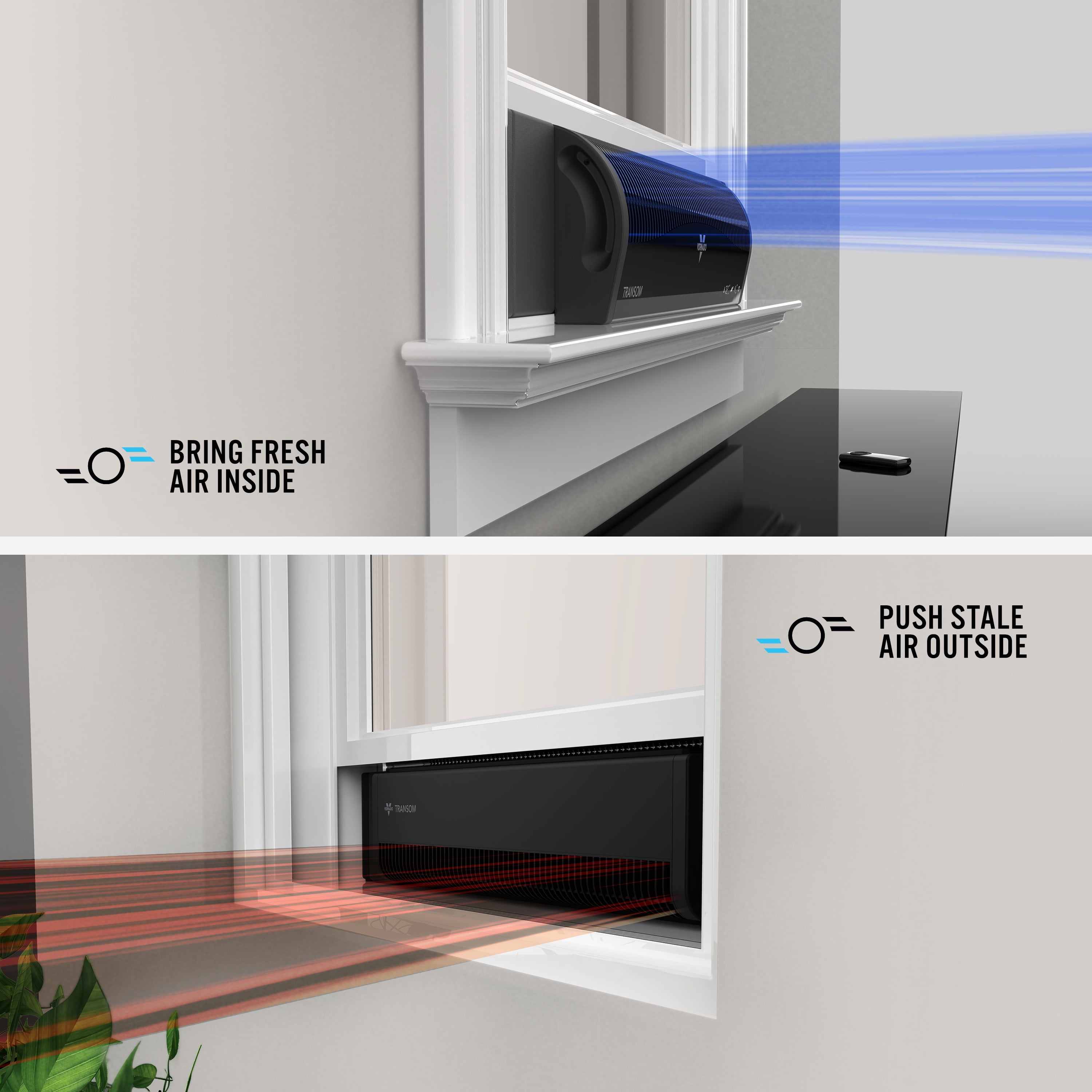 Vornado Transom® Window Fan with 4 Speeds, Remote Control, Reversible Exhaust Mode, Weather Resistant Case, Black, Whole Room