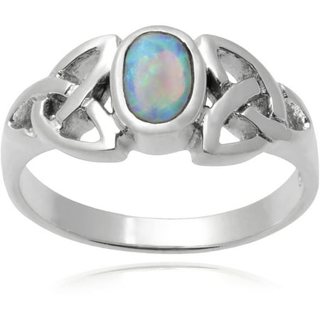 Brinley Co. Women's Opal Sterling Silver Polished Celtic Knot Fashion Ring, Multicolor