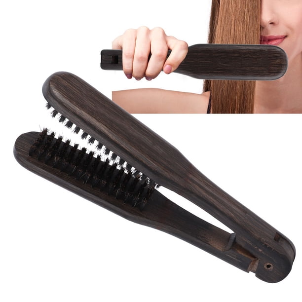 Peine Alisador De Cabello De Madera, Diseño De Cepillos Dobles Antiestáticos Para Cabello Liso, Con único Para Fácil Operación Y Uso De Secador De Pelo