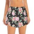 thumbnail image 2 of Fuzoiu Rose Flowers Print Women's Athletic Shorts, Double-Layer Running Shorts with Pocket,Women's Workout Shorts for Yoga, Gym, and Workouts-XX-Large, 2 of 7