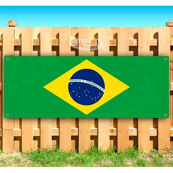 Brazil Flag 13 oz Vinyl Banner With Metal Grommets