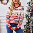 thumbnail image 2 of Women's Christmas Sweater Cute Reindeer and Snowflakes Pattern Long Sleeve Knit Pullover Festive Holiday Wear, 2 of 5