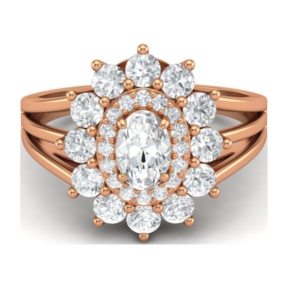 Mooneye 1.40 Ct Oval Moissanite Diamond 925 Sterling Silver Rose Vermeil Solitaire Women Gifts Ring