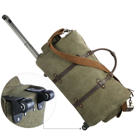 Gonex 22inch Rolling Duffle Bag with Wheels Canvas Travel Luggage Trolley Rolling Duffel Bag Two ...