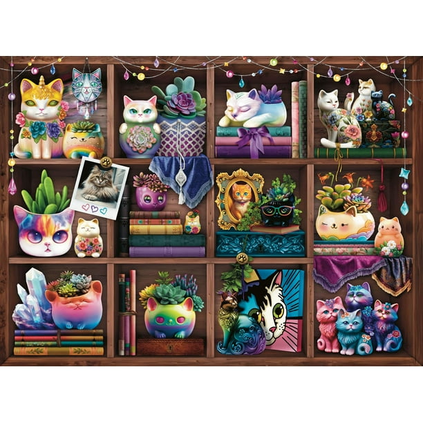 Rompecabezas Ravensburger, gatos y suculentas, 500 piezas