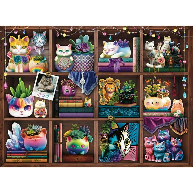 Rompecabezas Ravensburger, gatos y suculentas, 500 piezas