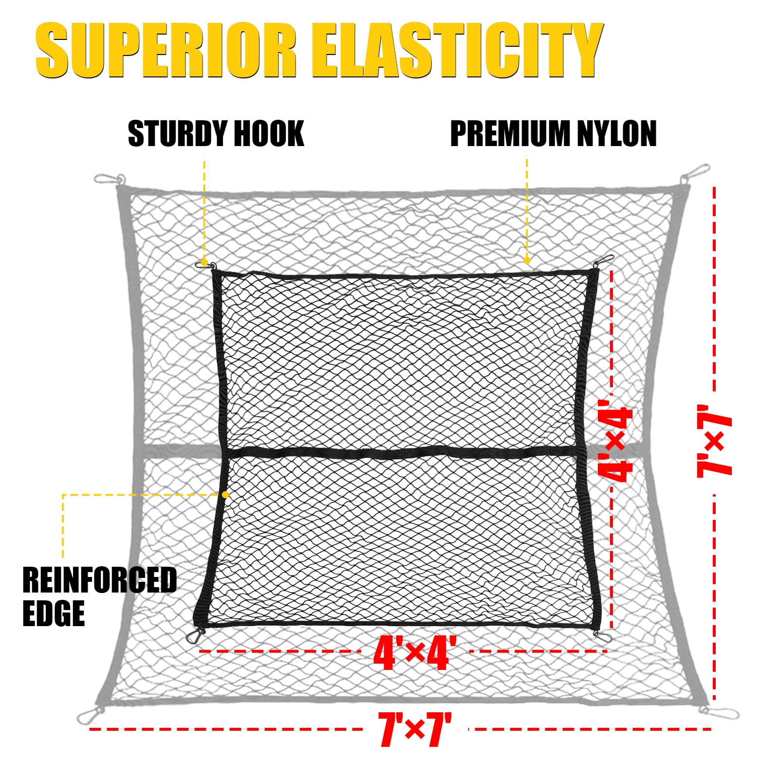 Bomely Tailgate Mat Compatible with 2021-2025 2026 Ford F150 Tailgate Liner TPE with Cargo Net 4'×4' Single Layer Elastic 8 Hooks for 2024 Ford F-150 Accessories