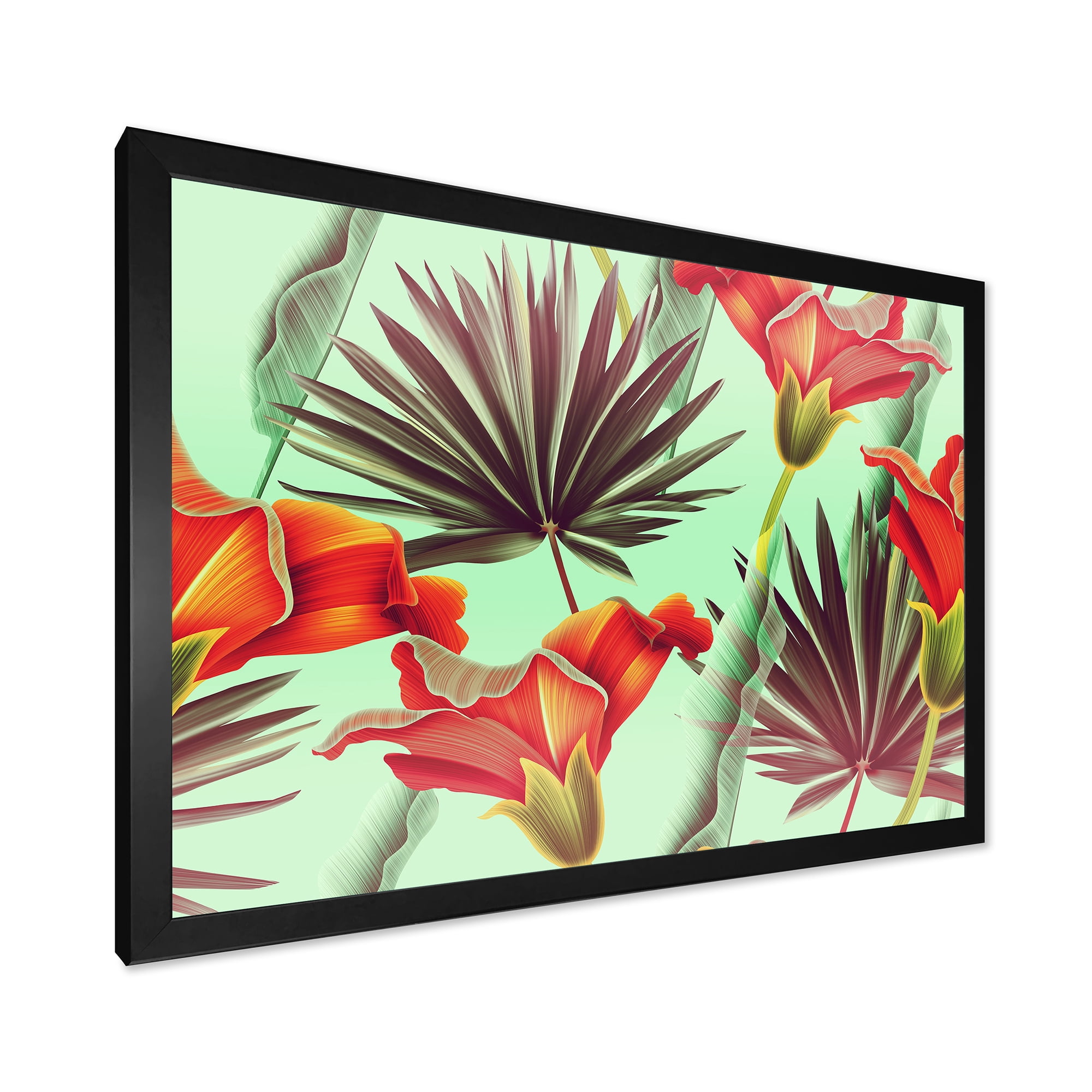 Designart 'VIntage Tropical Flowers VII' Traditional Framed Art Print