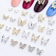 thumbnail image 2 of Joyas para decoración de uñas Mariposa de metal 3D Accesorios para uñas Mariposa hueca Micro diamante Uñas de diamante, 2 of 6