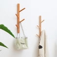 thumbnail image 3 of Coat Rack 2 pack-Wall Mounted Hat Rack Coat Hooks-Sturdy Wooden Coat Rack Stand-Entryway Hall Tree Coat Tree with Solid Base for Hat,Clothes,Purse,Scarves,Handbags,Umbrella(Dark Brown), 3 of 7
