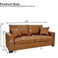 thumbnail image 6 of 69" Modern Loveseat Sofa with Deep Seat & 2 Pillows,PU Fabric Upholstered Sofa Couch for Living Room,Bedroom,Light Brown, 6 of 6