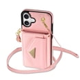 thumbnail image 3 of Nalacover Case for iPhone 16, Crossbody Wallet Case with Card Slots Holder, PU Leather Lanyard Shoulder Strap Purse Cover with Kickstand Shockproof Case for iPhone 16, Pink, 3 of 8
