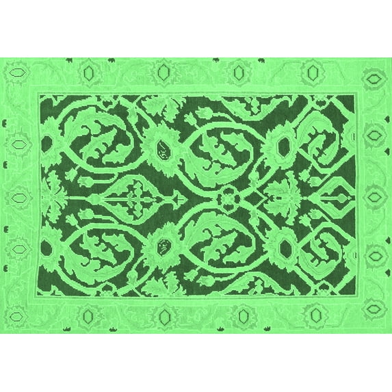 Ahgly Company Indoor Rectangle Abstract Emerald Green Modern Area Rugs, 8' x 12'