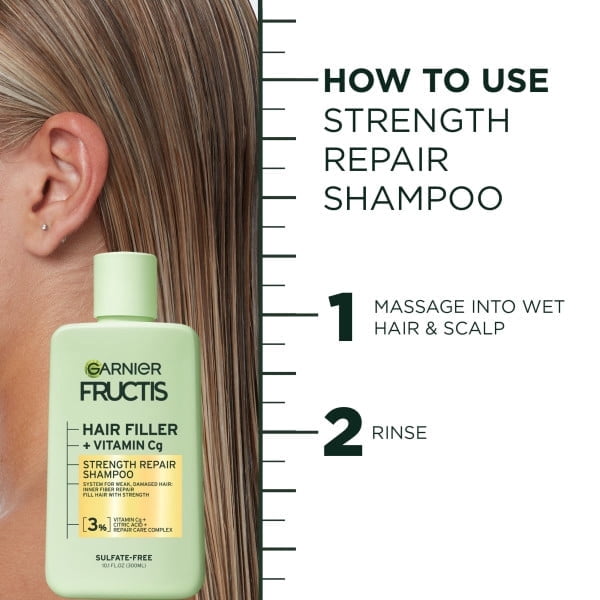 Garnier Fructis Hair Filler Vitamin Strength Repair Shampoo, Conditioner, & Treatment Set, 10.1 fl oz