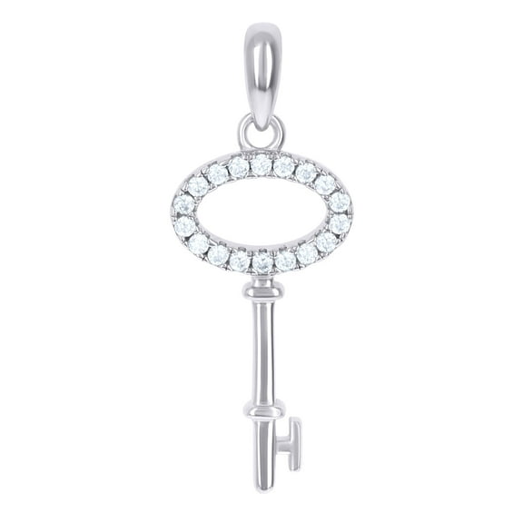 925 Sterling Silver Mens Cubic-Zirconia Key Charm Pendant