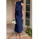 thumbnail image 5 of Vestido PRETTYGARDEN 2025 Verano Satén Sin Mangas Azul Marino Oscuro Talle S, 5 of 8