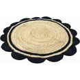 thumbnail image 3 of 10 Ft Round Black & Natural Jute Premium Scalloped Jute Rug – Handcrafted Natural Braided Carpet for Living Room, Bedroom, Entryway – Boho Home Decor, 3 of 5