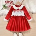 thumbnail image 2 of Splozh Robe de Noël pour Petites Filles Robe de Noël pour Tout-Petites Filles Velours Manches Longues Smockée Broderie du Père Noël Robe Trapèze Tenues de Festival Rouge, 2-3 Ans, 2 of 6
