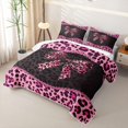 thumbnail image 3 of spefrowx Leopard Print Bow Print Twin Quilt Set for Women, Black Pink Polkadot Twin Coverlet Set, 2pcs, 3 of 7