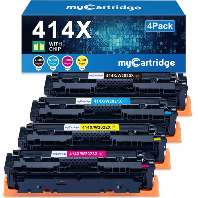 Cartuchos de tóner MyCartridge 414X, paquete de 4, de alto rendimiento para HP