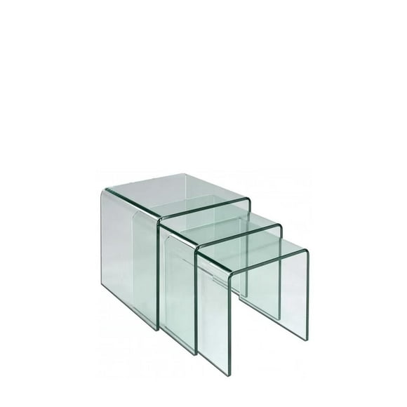 Heavenly Collection Nesting Table, Glass Nesting Table, Un-tempered Glass Nesting Table, Bent Glass Nesting Table, Waterfall Nesting Table, Set Nesting Table