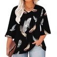 thumbnail image 2 of Utoimkio Tunic Tops for Women Plus Size 3/4 Sleeve Floral Print Shirts Crewneck Pleated Pullover Tee Blouses for Women, 2 of 5