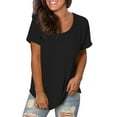 thumbnail image 2 of PATLOLLAV Summer Shirts Womens Casual Solid O-Neck Pullover Blouse Short Sleeve Tops, 2 of 6