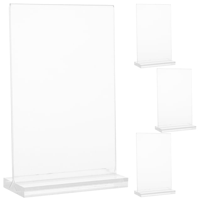 Shisuyan 4pcs Acrylic Clear Display Stand for Tabletop Posters Menus Tags High Transparency Lightweight Easy to Install and Remove for Weddings Restaurants and Offices