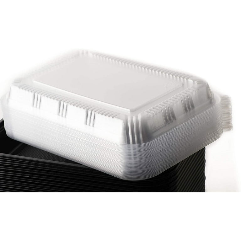 Black Plastic Square 9in 3-Compartment Take Out Container 1ct